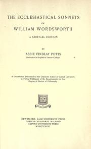 Front cover of The Ecclesiastical sonnets of William Wordsworth by William Wordsworth
