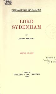 Cover of Lord Sydenham by Shortt, Adam