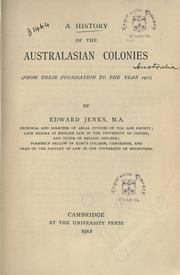 Cover of A history of the Australasian colonies by Edward Jenks