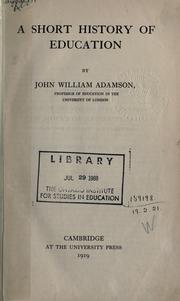 Front cover of A short history of education by A. McIntyre