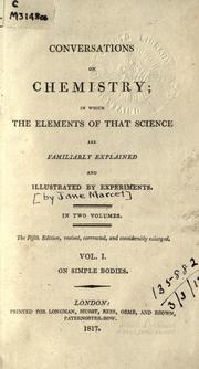 Cover of Conversations on chemistry by Jane Haldimand Marcet