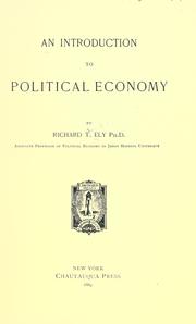 Cover of An introduction to political economy by Richard Theodore Ely