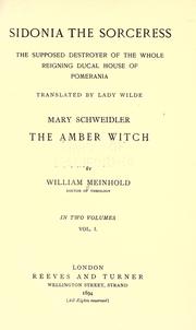 Cover of Sidonia the sorceress by Wilhelm Meinhold