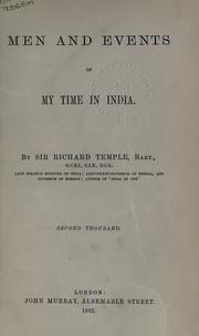 Front cover of Men and events of my time in India by Sir Richard Temple