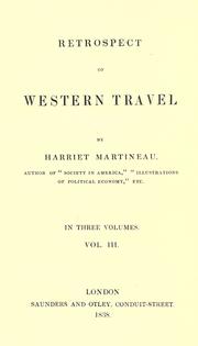 Cover of Retrospect of Western Travel-3VOLS by Harriet Martineau