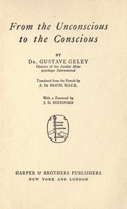 Front cover of From the unconscious to the conscious by Gustave Geley