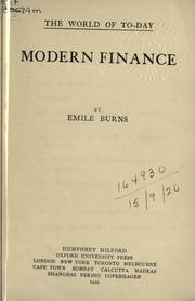 Front cover of Modern finance by Emile Burns