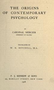Front cover of The origins of contemporary psychology by Désiré Félicien Francois Joseph Mercier, cardinal