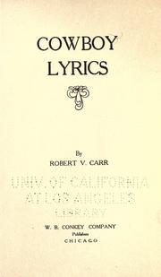 Cover of Cowboy lyrics by Robert Van Carr