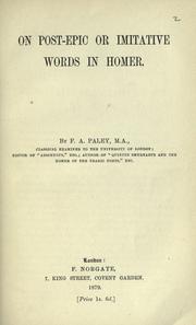 Cover of On post-epic or imitative words in Homer by F. A. Paley