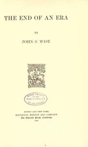 Front cover of The end of an era by John S. Wise