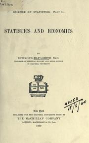 Front cover of Statistics and economics by Richmond Mayo-Smith