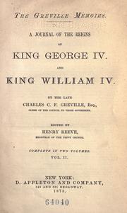 Cover of The Greville memoirs by Charles Greville