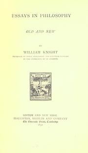 Front cover of Essays in philosophy by William Angus Knight