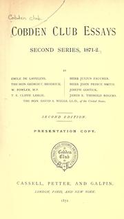 Front cover of Cobden club essays by Cobden Club (London, England)