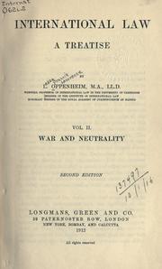 Cover of International law by L. Oppenheim