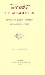 Front cover of Our book of memories by Justin McCarthy