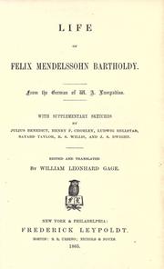 Front cover of Felix Mendelssohn Bartholdy by Wilhelm Adolf Lampadius