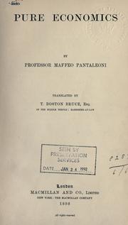 Front cover of Pure economics by Pantaleoni, Maffeo