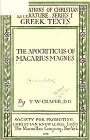 Cover of The Apocriticus by Macarius Magnes