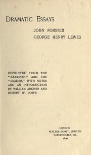 Cover of Dramatic essays by John Forster