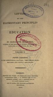 Cover of Letters on the elementary principles of education by Elizabeth Hamilton