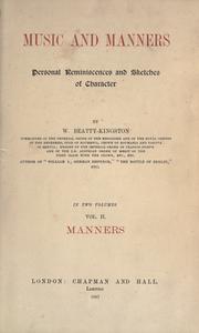 Front cover of Music and manners by W. Beatty-Kingston
