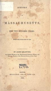 Front cover of History of Massachusetts by Alden Bradford