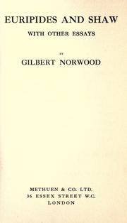 Front cover of Euripides and Shaw by Norwood, Gilbert