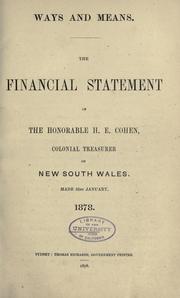 Front cover of Ways and means by New South Wales. Treasury.