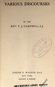 Cover of Various discourses by Thomas J. Campbell