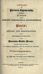 Front cover of Annals of Parisian typography by William Parr Greswell