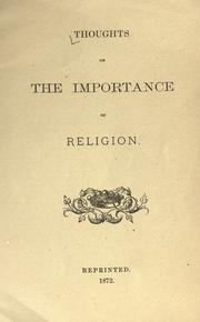 Front cover of Thoughts on the importance of religion by Allen, William
