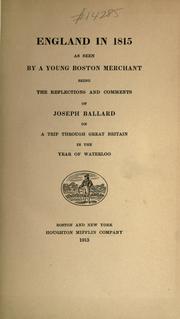 Front cover of England in 1815 as seen by a young Boston merchant by Joseph Ballard