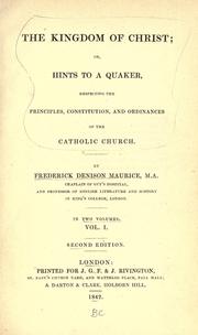 Front cover of The kingdom of Christ by Frederick Denison Maurice
