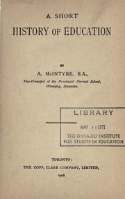 Cover of A short history of education by John William Adamson