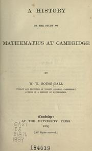 Cover of A history of the study of mathematics at Cambridge by W. W. Rouse Ball