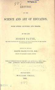 Front cover of Lectures on the science and art of education by Payne, Joseph