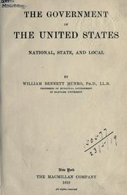 Front cover of The government of the United States, national, state, and local by William Henry Bennett