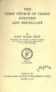 Front cover of The First Church of Christ Scientist by Mary Baker Eddy