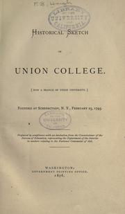 Front cover of Historical sketch of Union college by Franklin Benjamin Hough