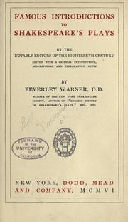 Cover of Famous introductions to Shakespeare's plays by the notable editors of the eighteenth century by Beverley E. Warner