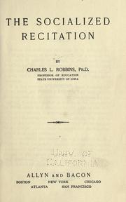 Front cover of The socialized recitation by Robbins, Charles L.