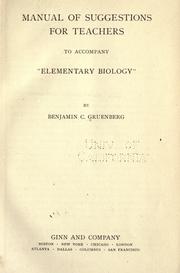 Front cover of Manual of suggestions for teachers by Benjamin C. Gruenberg