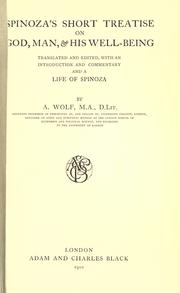 Front cover of Spinoza's Short treatise on God, man & his wellbeing by Benedictus de Spinoza