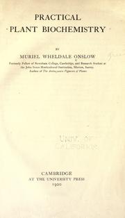 Cover of Practical plant biochemistry by Onslow, Muriel Mrs.