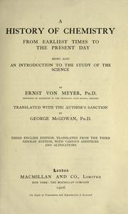 Front cover of A history of chemistry from earliest times to the present day being also an introduction to the study of the science by Ernst von Meyer