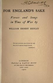 Front cover of For England's sake, verses and songs in time of war by William Ernest Henley