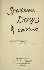 Front cover of Specimen days & Collect by Walt Whitman
