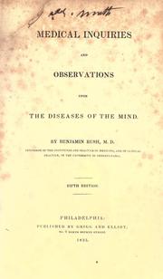 Front cover of Medical inquiries and observations upon the diseases of the mind by Benjamin Rush